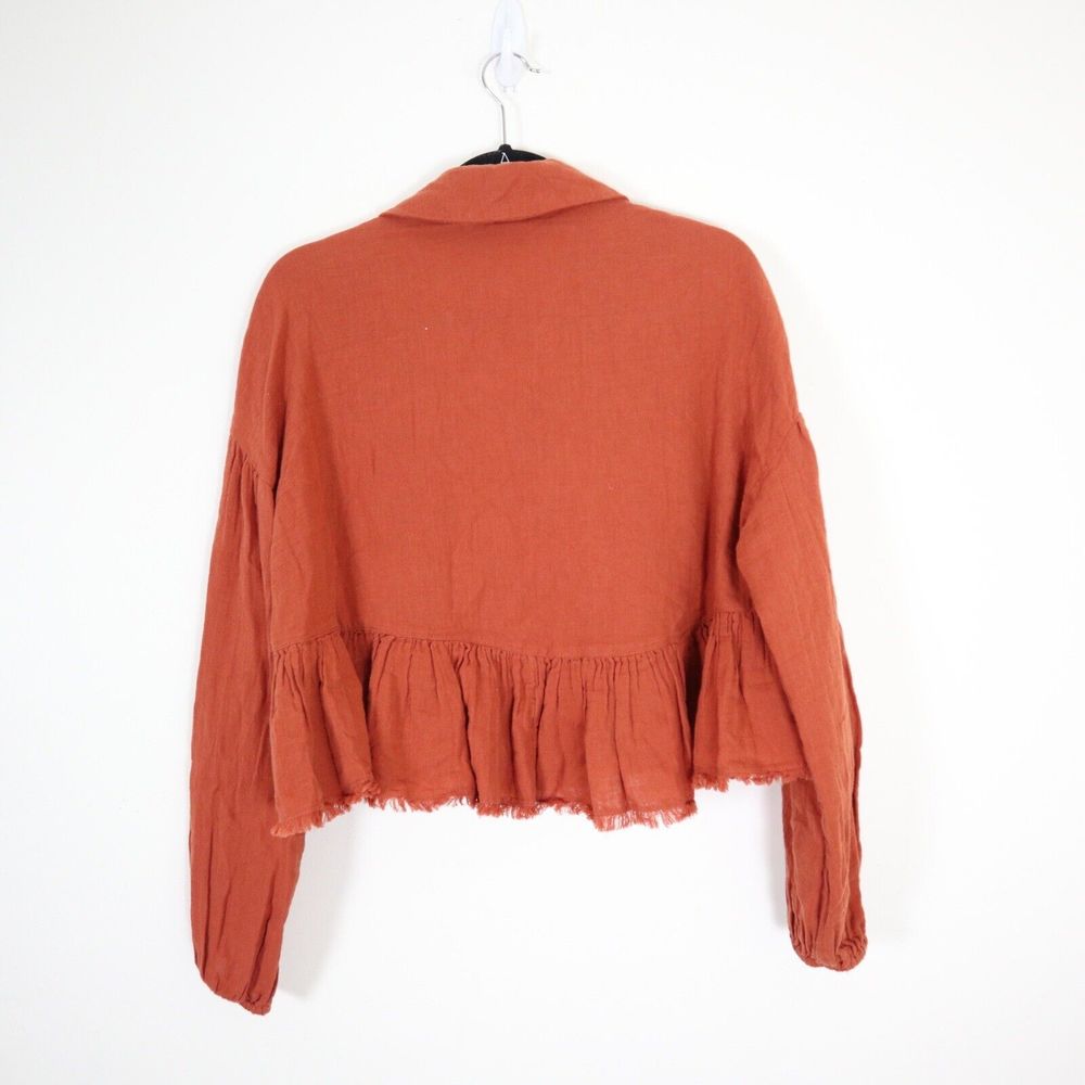 NWT Free People Size XS Lyra Tiered Bed Jacket Gauzey Rust Orange - Picture 8 of 11